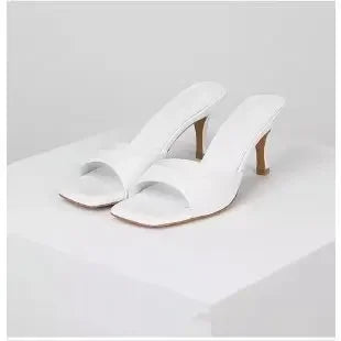 CALORA_ Trendy Dames Slippers met Vierkante Neus en Dunne Hakken