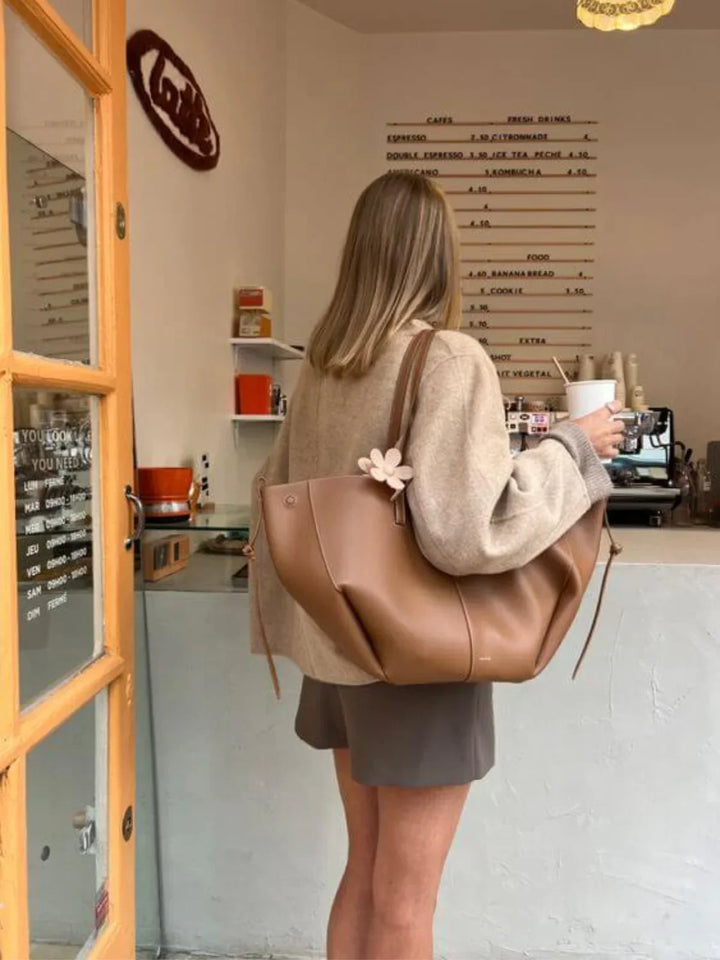 CALORA_ Trendy Faux Lederen Schoudertote Met Dubbele Handvatten