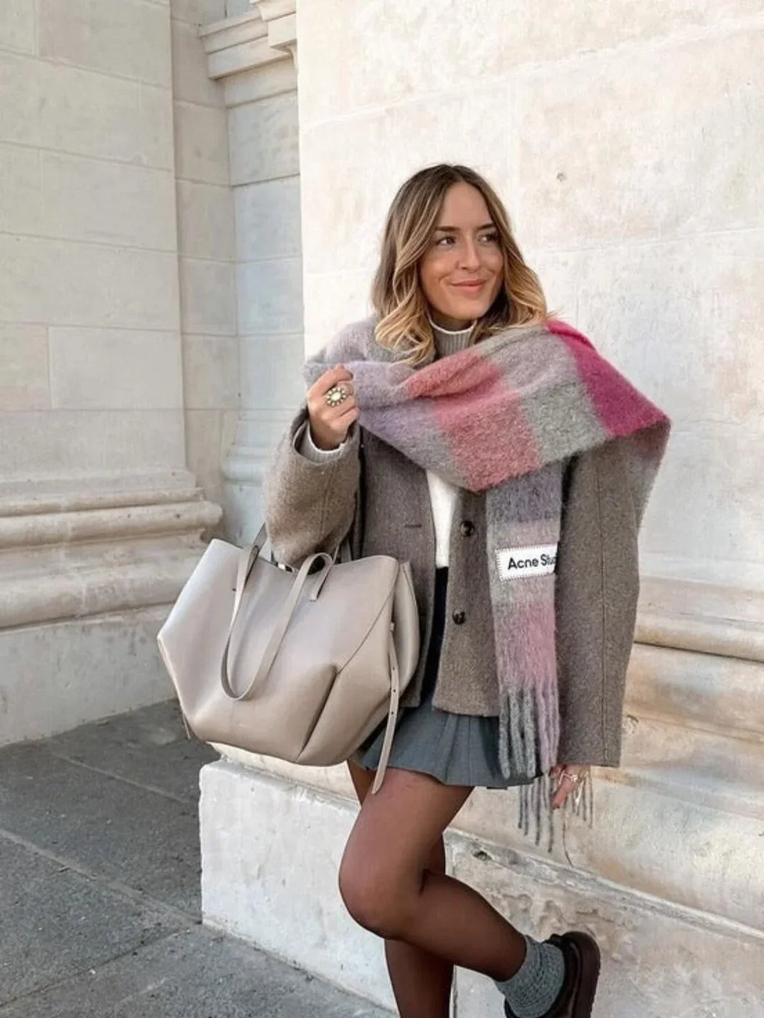 CALORA_ Trendy Faux Lederen Schoudertote Met Dubbele Handvatten