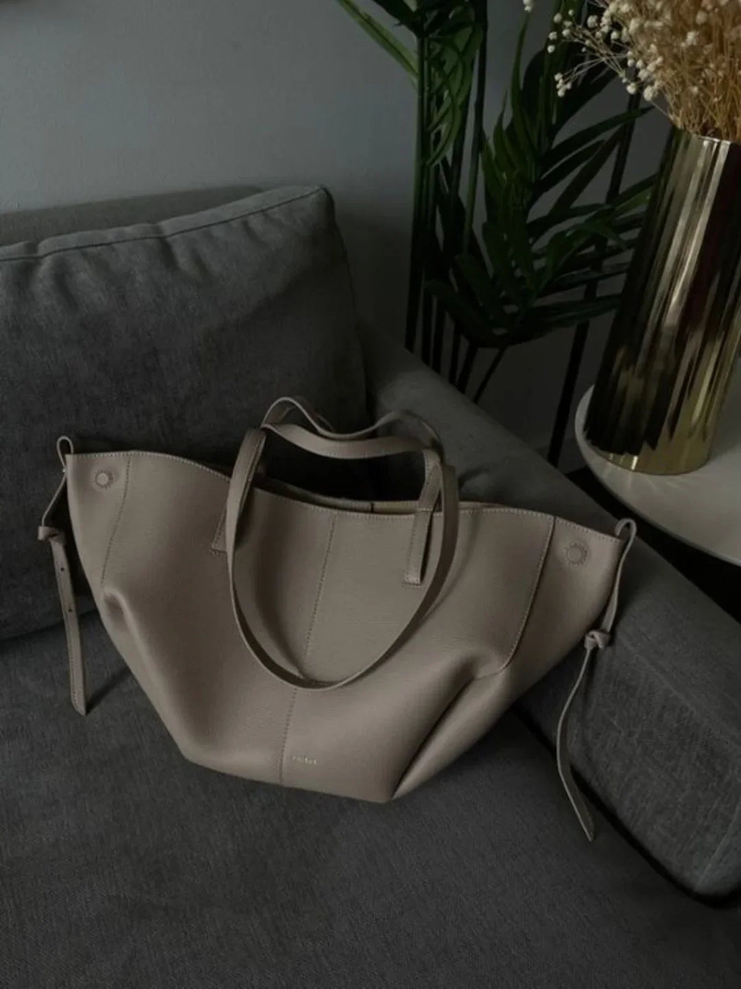 CALORA_ Trendy Faux Lederen Schoudertote Met Dubbele Handvatten