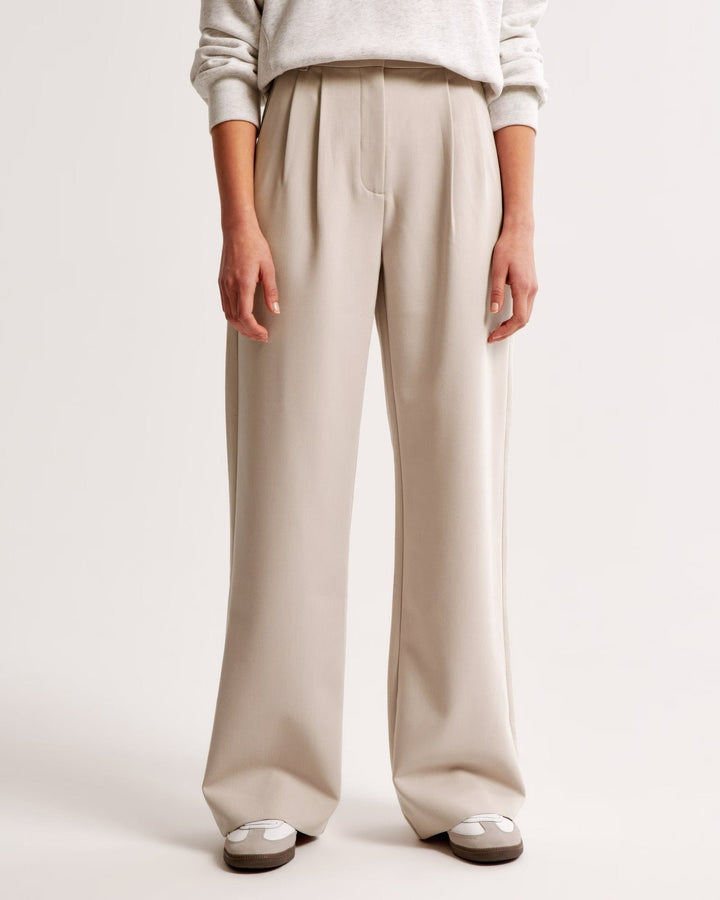 CALORA_ Trendy Getailleerde Vrouwenbroek met Wijde Pijpen