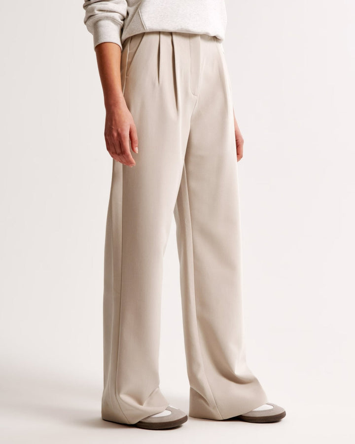 CALORA_ Trendy Getailleerde Vrouwenbroek met Wijde Pijpen