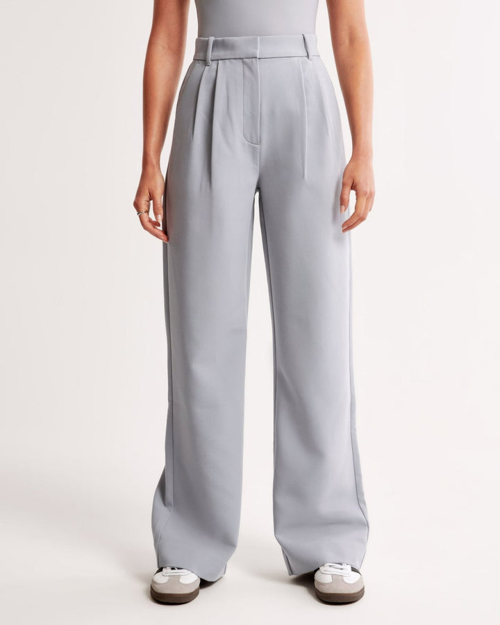 CALORA_ Trendy Getailleerde Vrouwenbroek met Wijde Pijpen