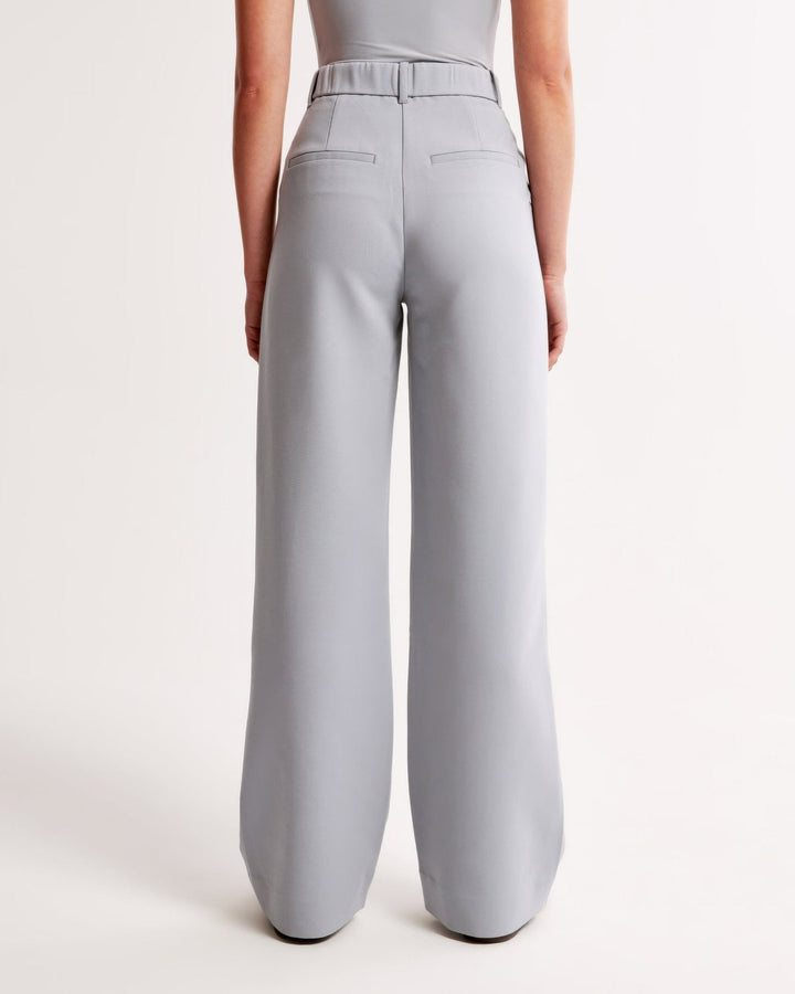 CALORA_ Trendy Getailleerde Vrouwenbroek met Wijde Pijpen