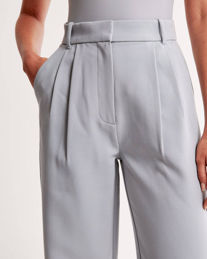 CALORA_ Trendy Getailleerde Vrouwenbroek met Wijde Pijpen