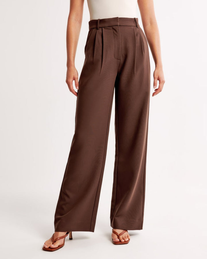 CALORA_ Trendy Getailleerde Vrouwenbroek met Wijde Pijpen