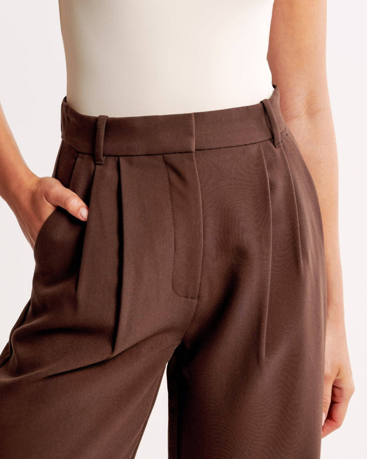 CALORA_ Trendy Getailleerde Vrouwenbroek met Wijde Pijpen