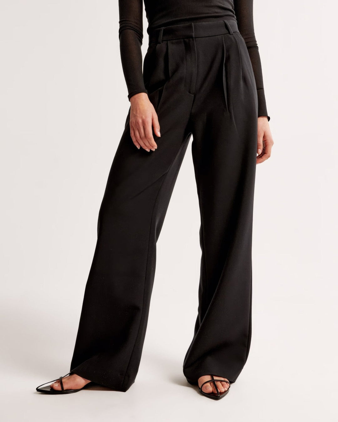 CALORA_ Trendy Getailleerde Vrouwenbroek met Wijde Pijpen