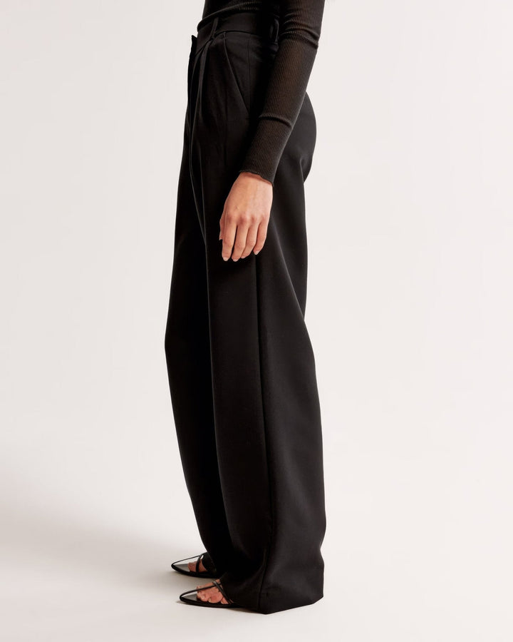 CALORA_ Trendy Getailleerde Vrouwenbroek met Wijde Pijpen
