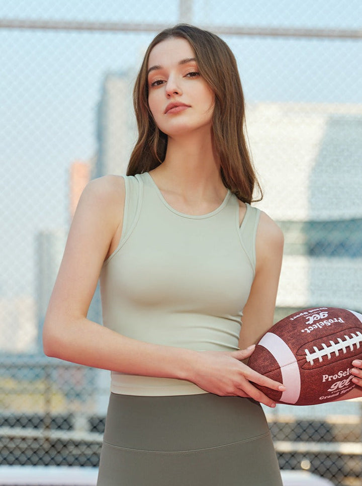 CALORA_ Twee-delige Casual Sport Crop Top zonder Mouwen van Nylon en Spandex