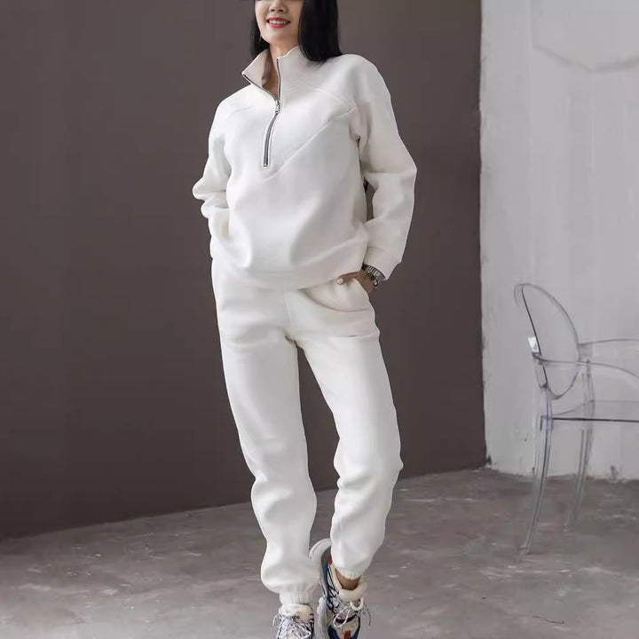 CALORA_ Tweedelig Casual Sweatshirt met Capuchon en Lange Mouwen van Fleece