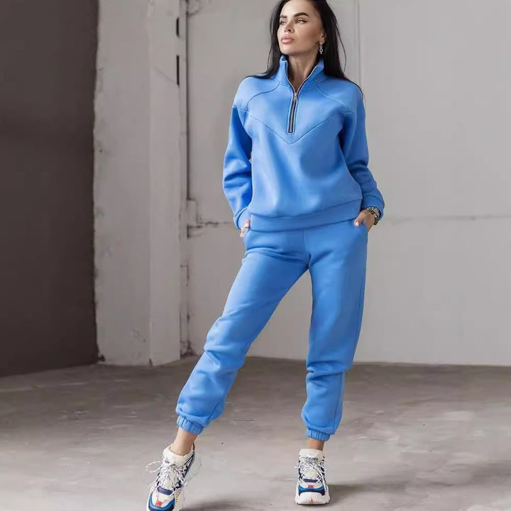 CALORA_ Tweedelig Casual Sweatshirt met Capuchon en Lange Mouwen van Fleece