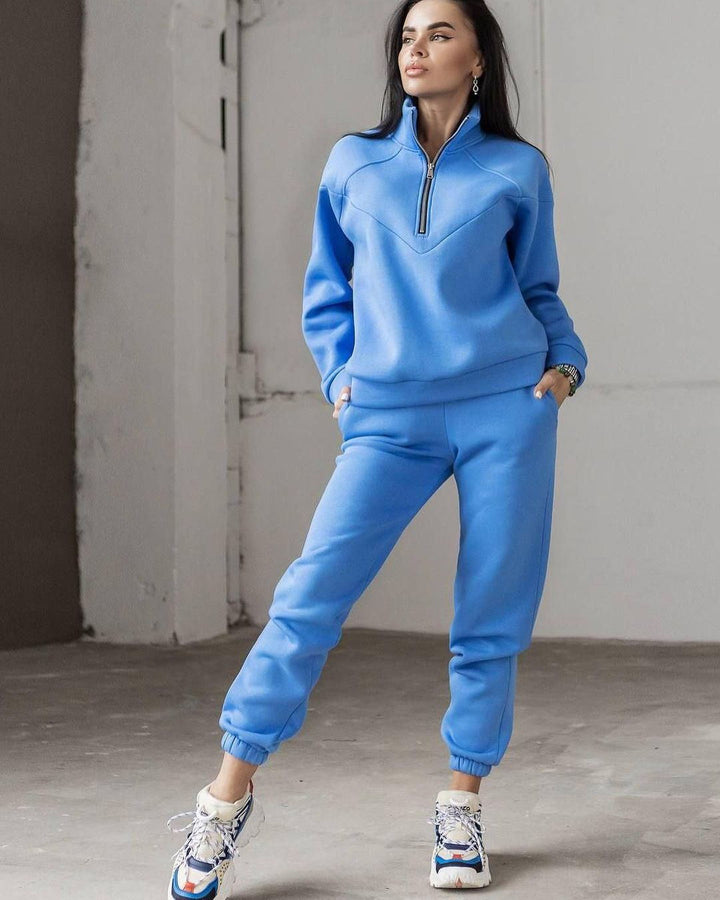 CALORA_ Tweedelig Casual Sweatshirt met Capuchon en Lange Mouwen van Fleece