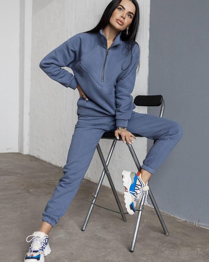 CALORA_ Tweedelig Casual Sweatshirt met Capuchon en Lange Mouwen van Fleece