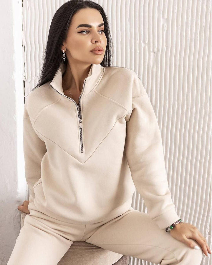 CALORA_ Tweedelig Casual Sweatshirt met Capuchon en Lange Mouwen van Fleece