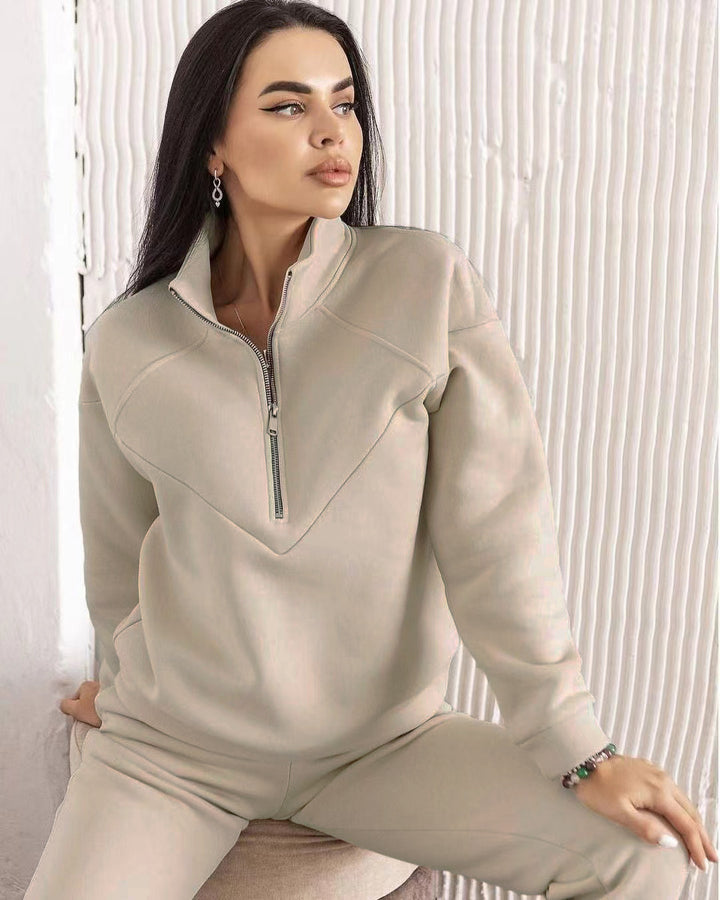 CALORA_ Tweedelig Casual Sweatshirt met Capuchon en Lange Mouwen van Fleece