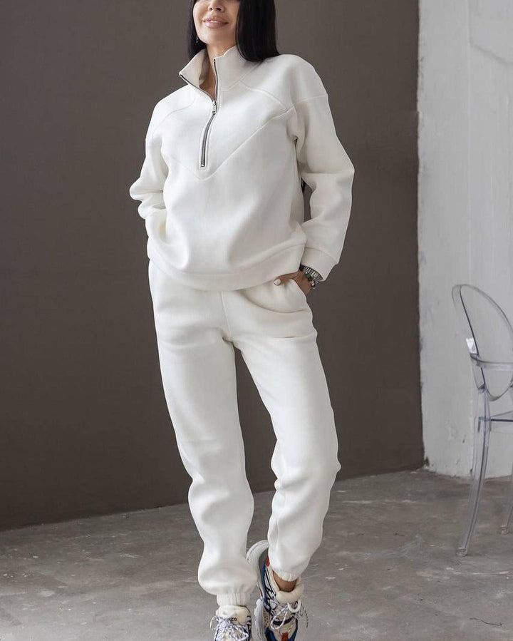 CALORA_ Tweedelig Casual Sweatshirt met Capuchon en Lange Mouwen van Fleece