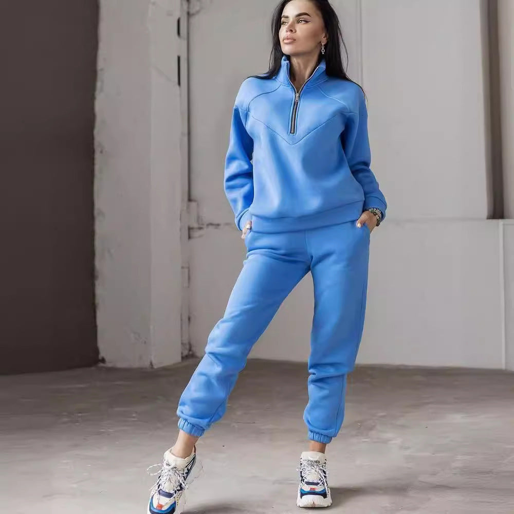 CALORA_ Tweedelige Casual Set met Lange Mouwen en Fleece