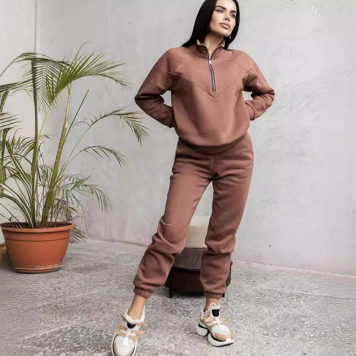 CALORA_ Tweedelige Casual Set met Lange Mouwen en Fleece