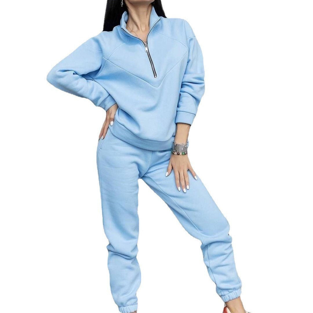 CALORA_ Tweedelige Casual Set met Lange Mouwen en Fleece