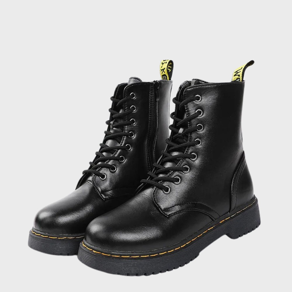 CALORA_ Vacadia | Smooth Leren Veterlaarzen