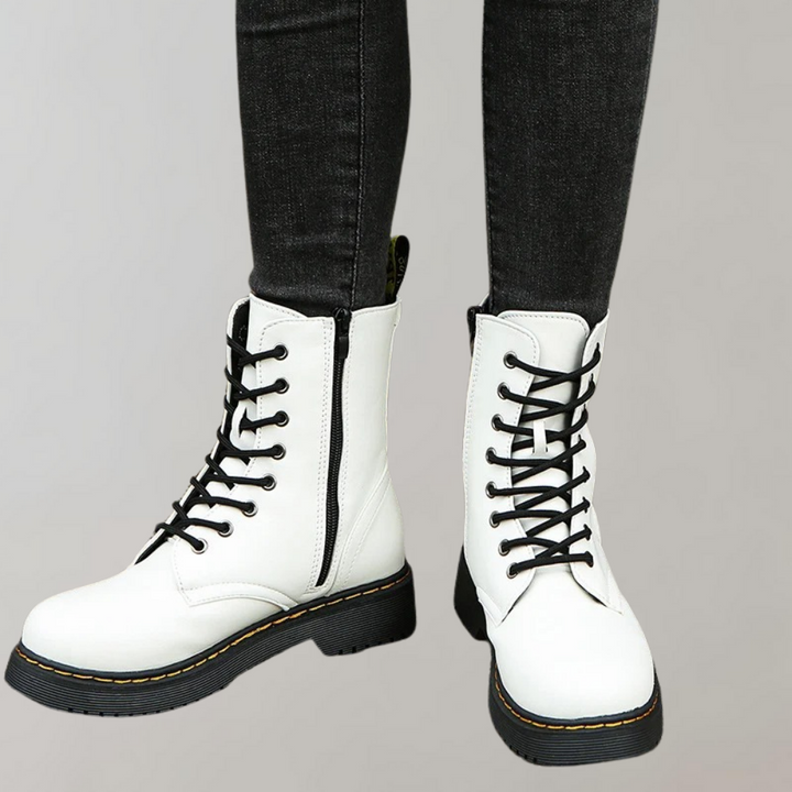 CALORA_ Vacadia | Smooth Leren Veterlaarzen