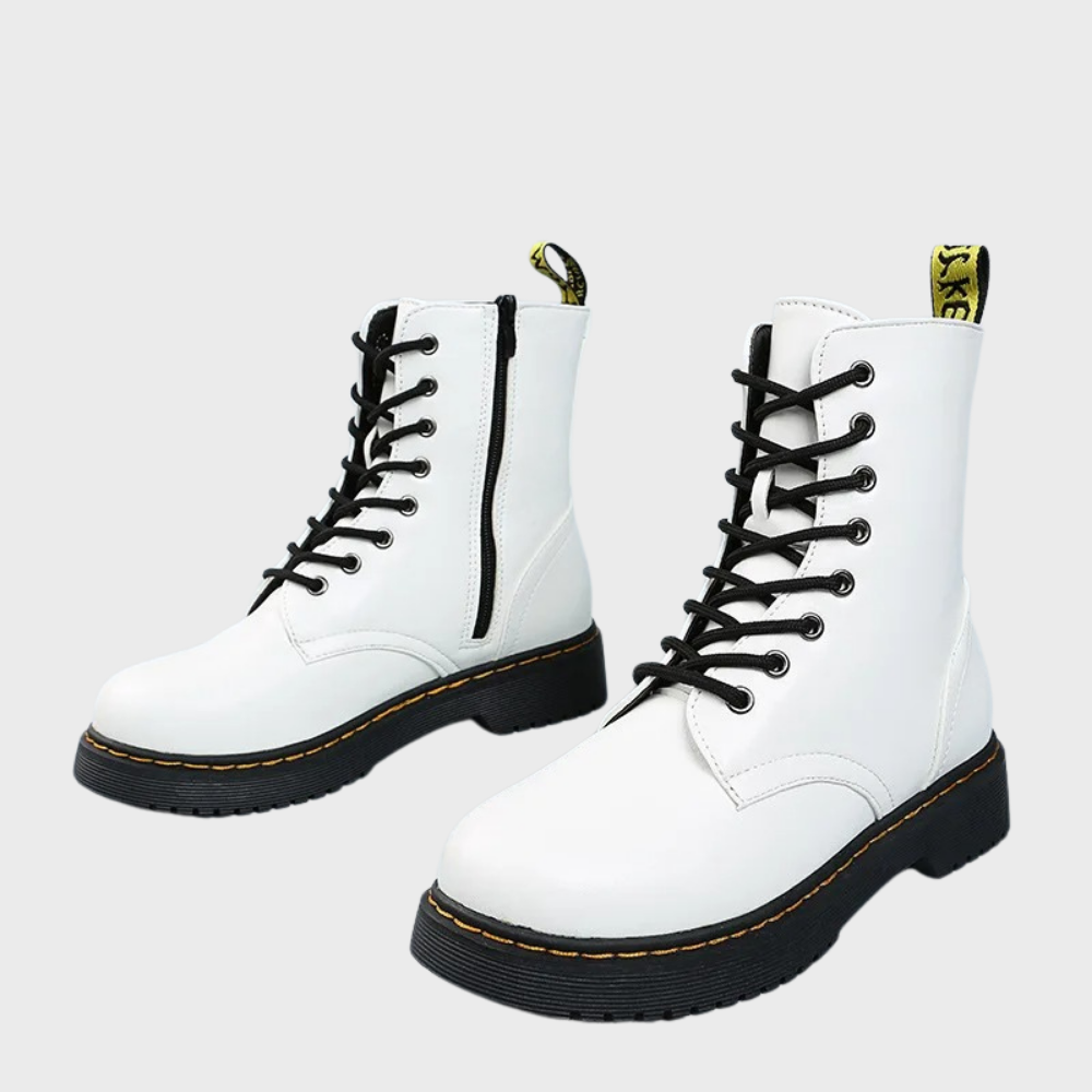 CALORA_ Vacadia | Smooth Leren Veterlaarzen