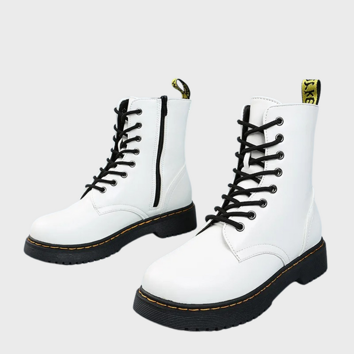 CALORA_ Vacadia | Smooth Leren Veterlaarzen