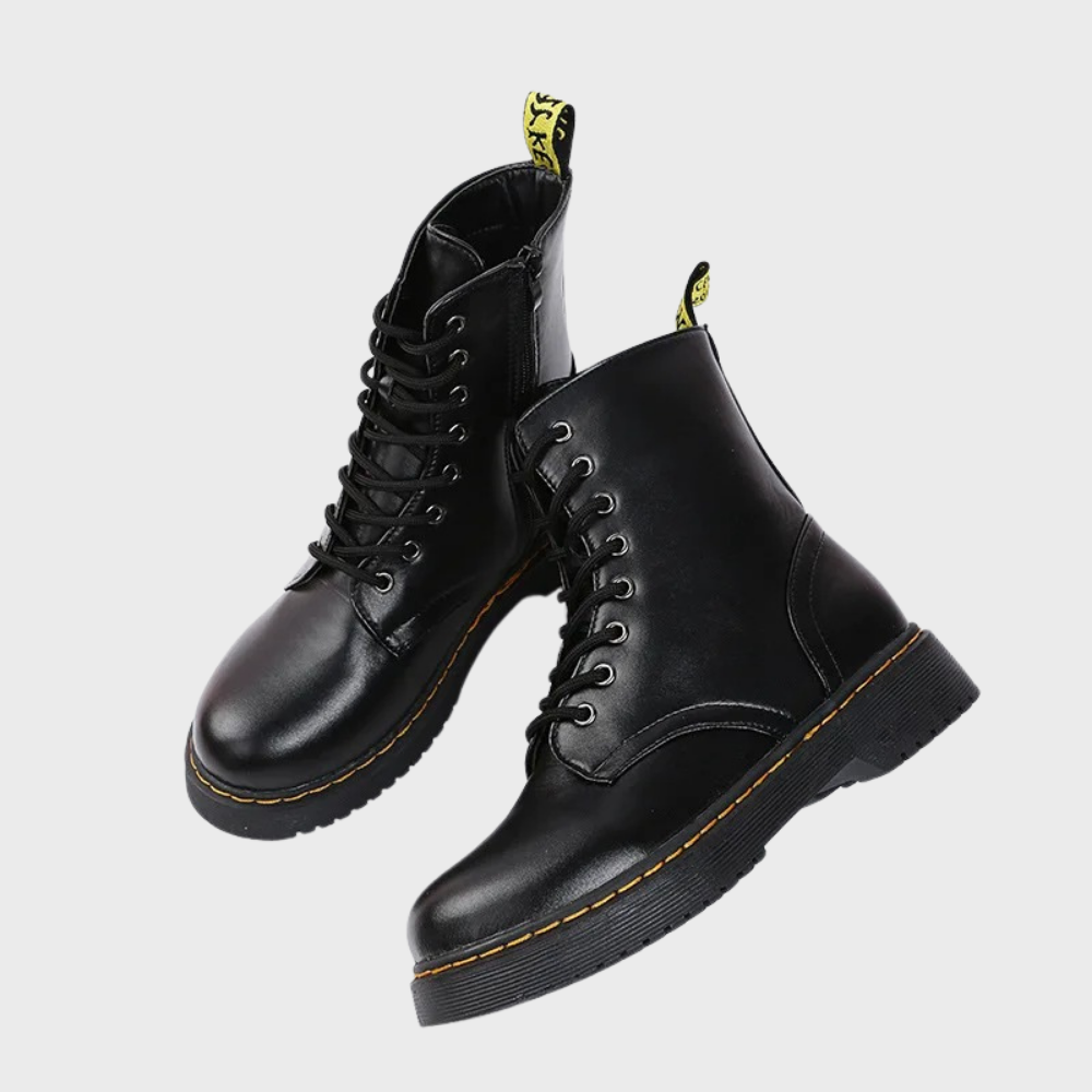 CALORA_ Vacadia | Smooth Leren Veterlaarzen