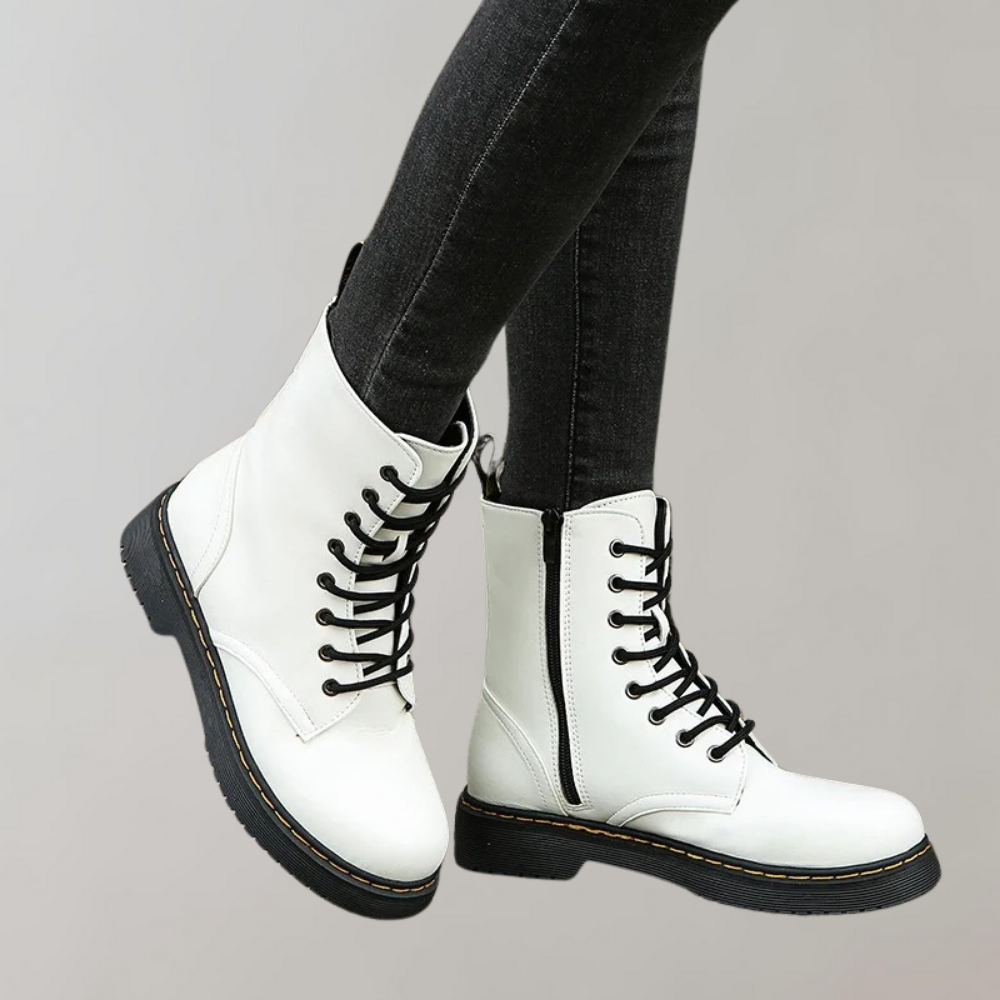 CALORA_ Vacadia | Smooth Leren Veterlaarzen