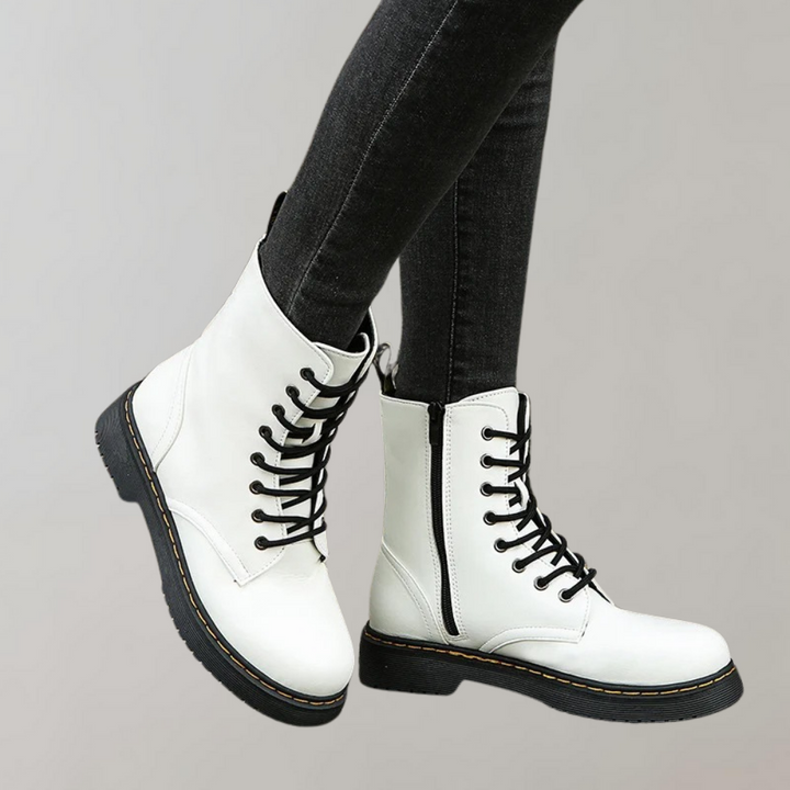 CALORA_ Vacadia | Smooth Leren Veterlaarzen