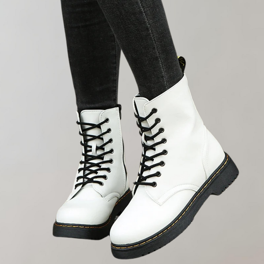 CALORA_ Vacadia | Smooth Leren Veterlaarzen