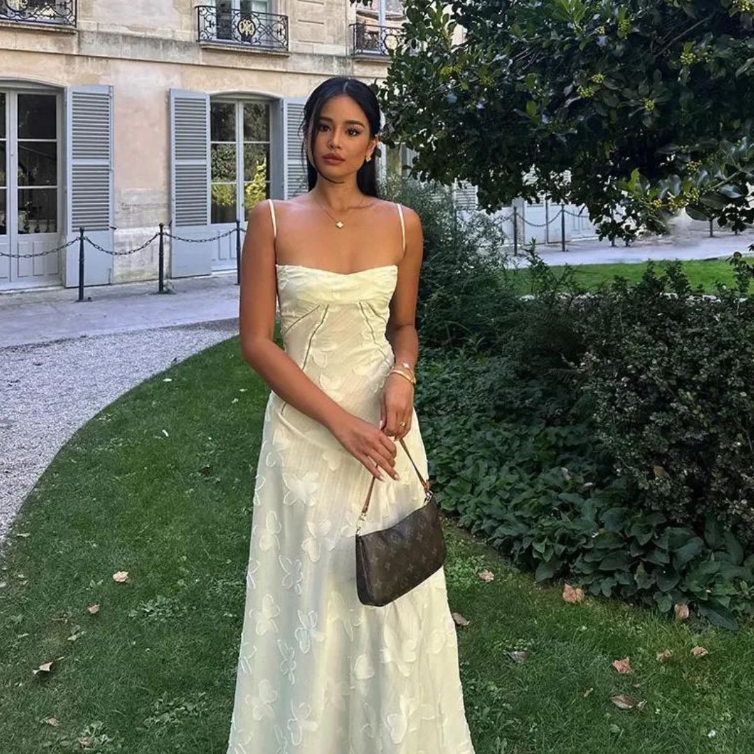 CALORA_ Valentié | Strapless Jasmijn Maxi Jurk met Subtiele Bloemmotief