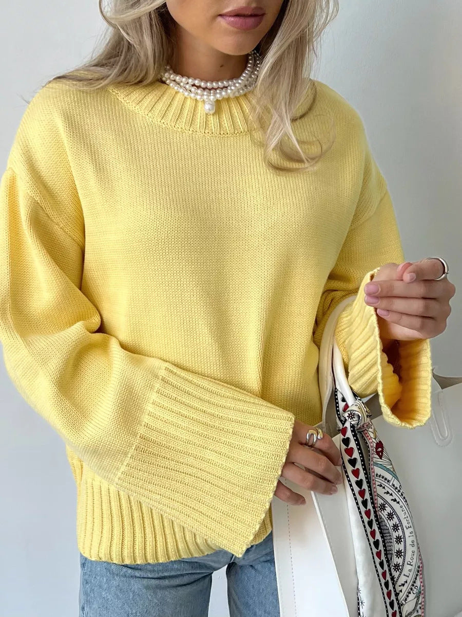 CALORA_ Valentié | Sweater met ronde hals en losse schouders