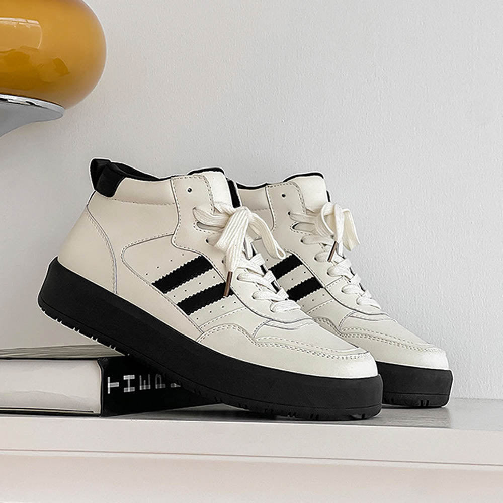 CALORA_ Vanguard | Hoge Sneaker met Vegan Leer en Ronde Neus