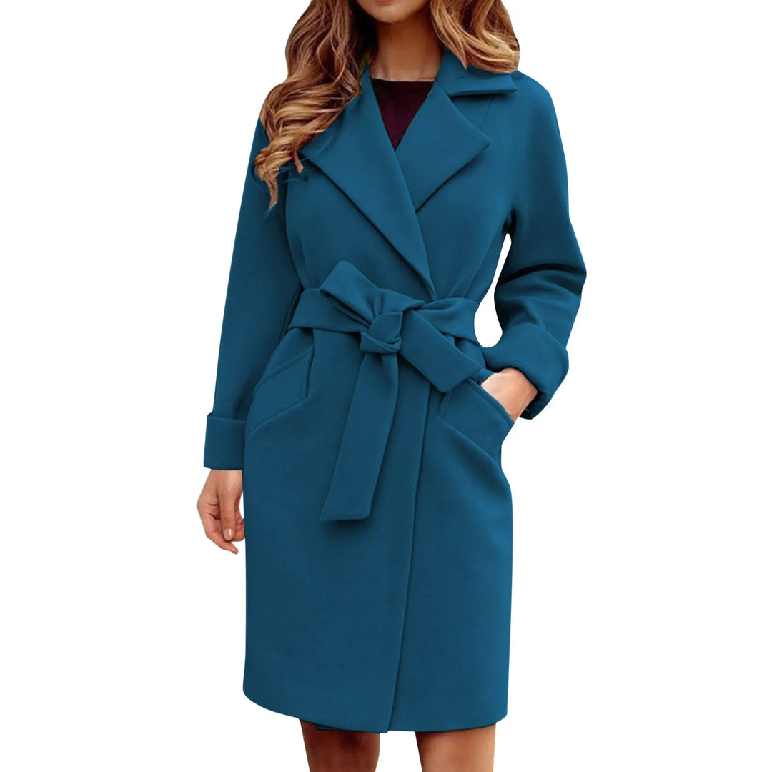 CALORA_ Dames Wollen Trenchcoat van Gemiddelde Lengte voor de Winter