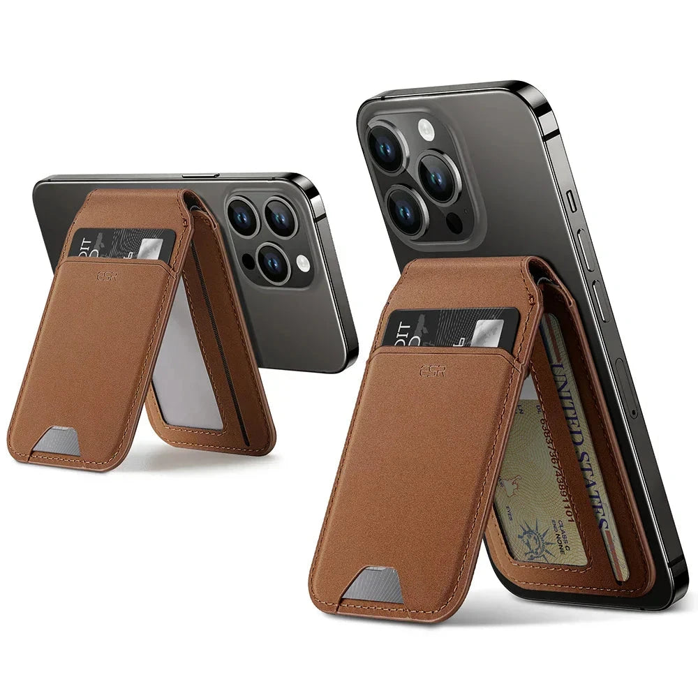 CALORA_ Vegan Lederen Portemonnee Stand voor iPhone 15 / 14 / 13 - Sterke Magnetische Sluiting