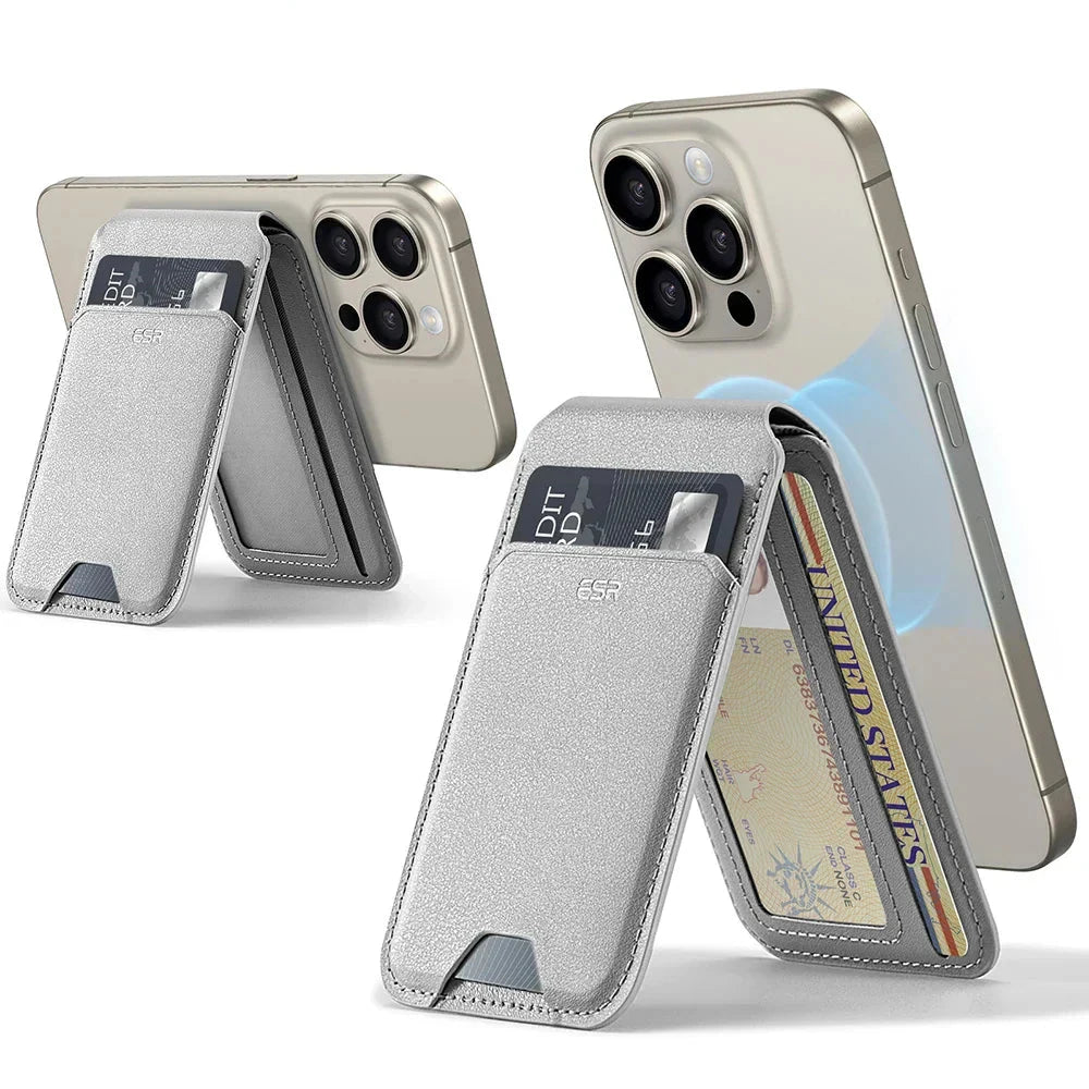 CALORA_ Vegan Lederen Portemonnee Stand voor iPhone 15 / 14 / 13 - Sterke Magnetische Sluiting