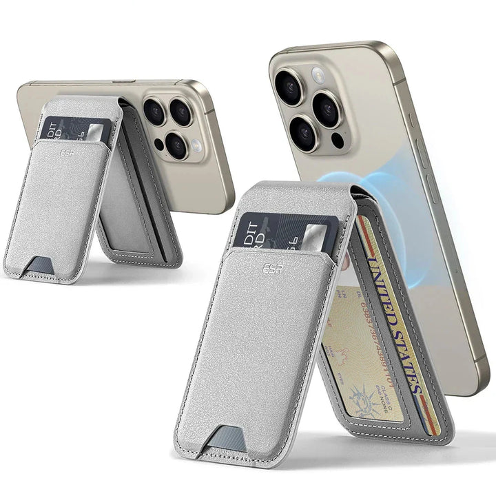 CALORA_ Vegan Lederen Portemonnee Stand voor iPhone 15 / 14 / 13 - Sterke Magnetische Sluiting