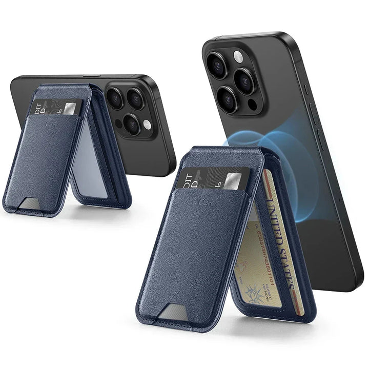 CALORA_ Vegan Lederen Portemonnee Stand voor iPhone 15 / 14 / 13 - Sterke Magnetische Sluiting