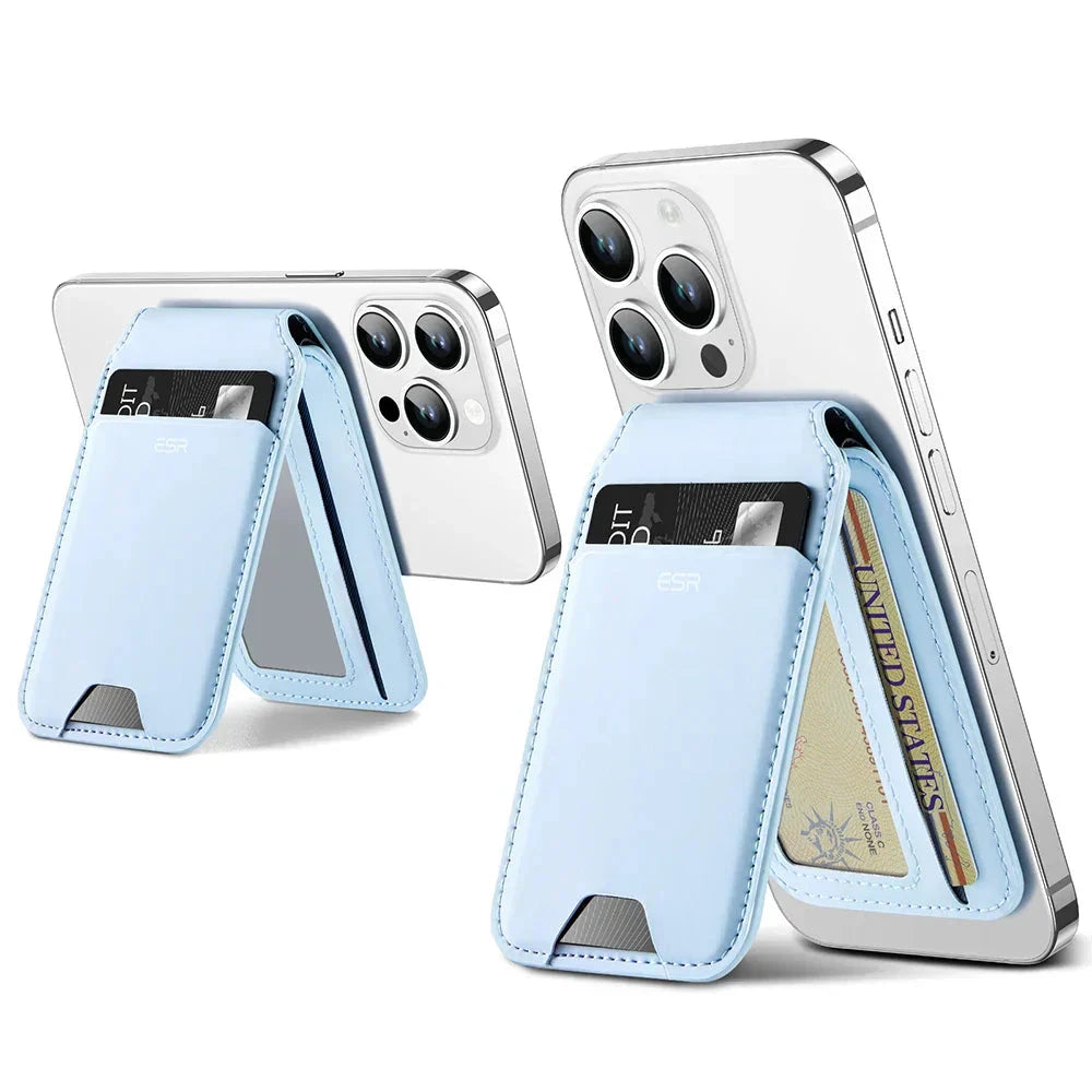 CALORA_ Vegan Lederen Portemonnee Stand voor iPhone 15 / 14 / 13 - Sterke Magnetische Sluiting