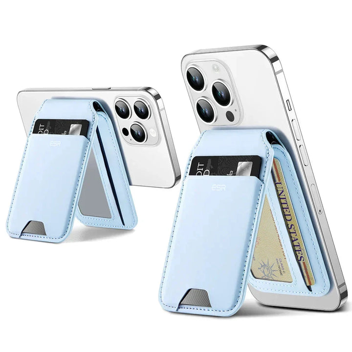 CALORA_ Vegan Lederen Portemonnee Stand voor iPhone 15 / 14 / 13 - Sterke Magnetische Sluiting
