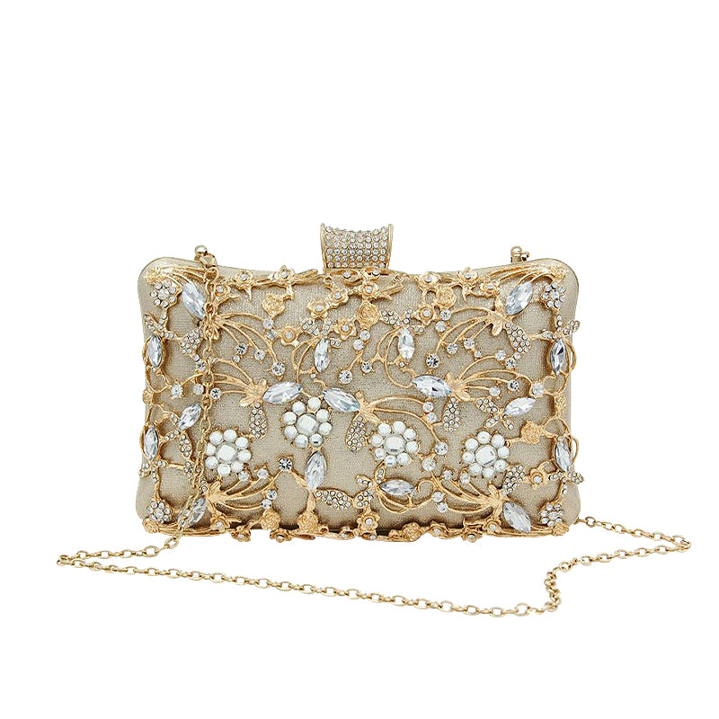 CALORA_ Vegan Leren Clutch Tas met Goudkleurige Details en Zachte Voering