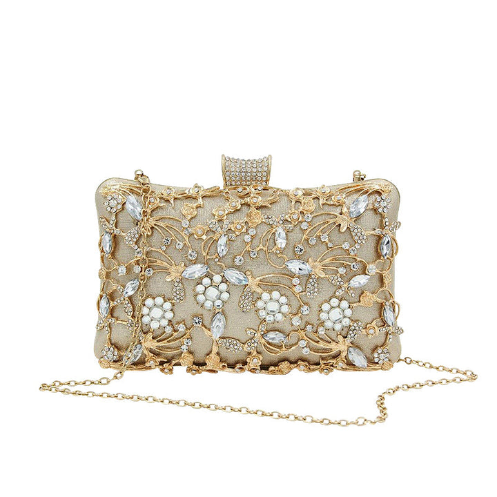 CALORA_ Vegan Leren Clutch Tas met Goudkleurige Details en Zachte Voering