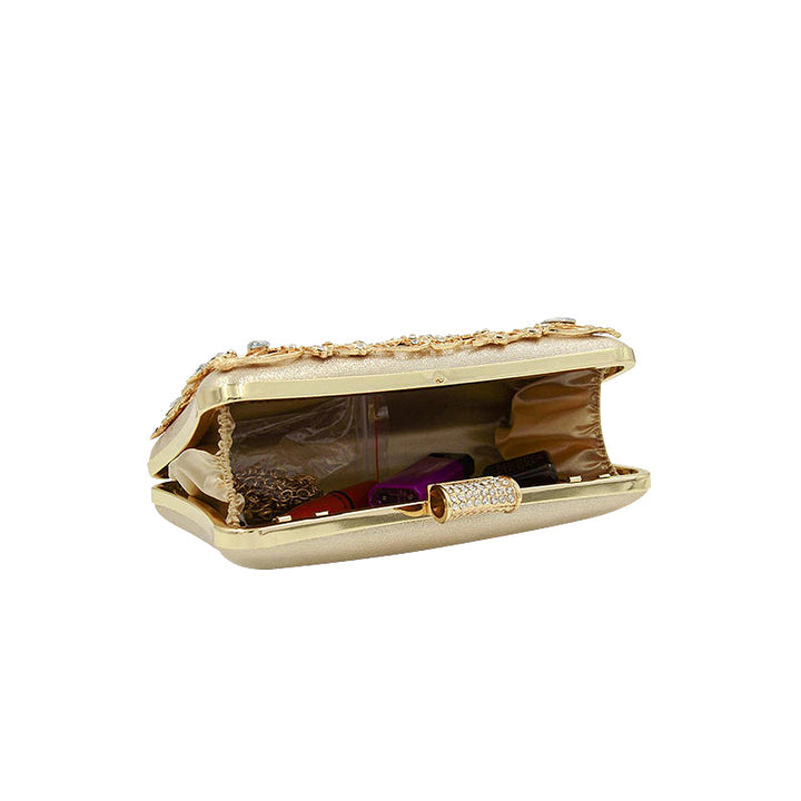 CALORA_ Vegan Leren Clutch Tas met Goudkleurige Details en Zachte Voering