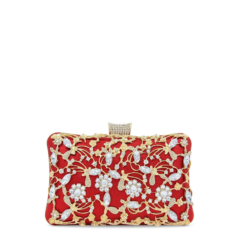 CALORA_ Vegan Leren Clutch Tas met Goudkleurige Details en Zachte Voering
