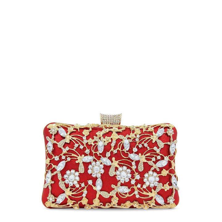 CALORA_ Vegan Leren Clutch Tas met Goudkleurige Details en Zachte Voering