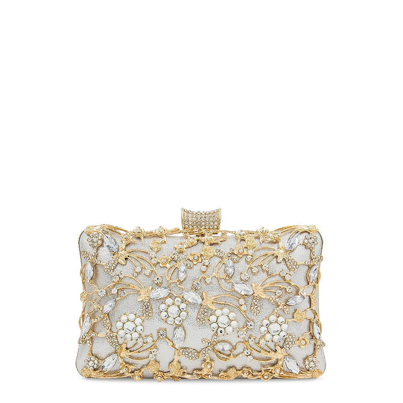 CALORA_ Vegan Leren Clutch Tas met Goudkleurige Details en Zachte Voering