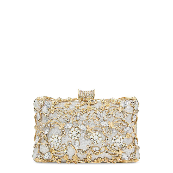 CALORA_ Vegan Leren Clutch Tas met Goudkleurige Details en Zachte Voering