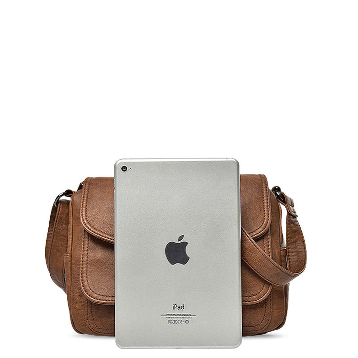 CALORA_ Vegan Leren Crossbody Tas met Zachte Voering en Zwarte Details